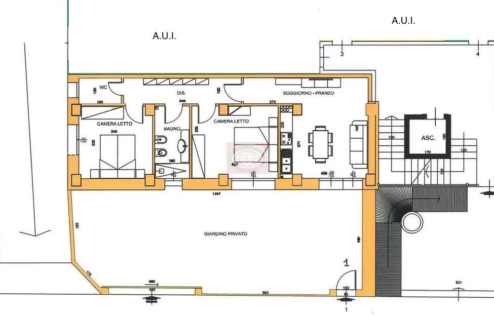 BELLARIA (TC1060a1): trilocale piano terra con giardino. Nuova costruzione.