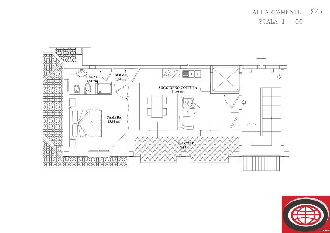 Vendita di un appartamento nuovo a Montiano, con una camera da letto, garage e balcone