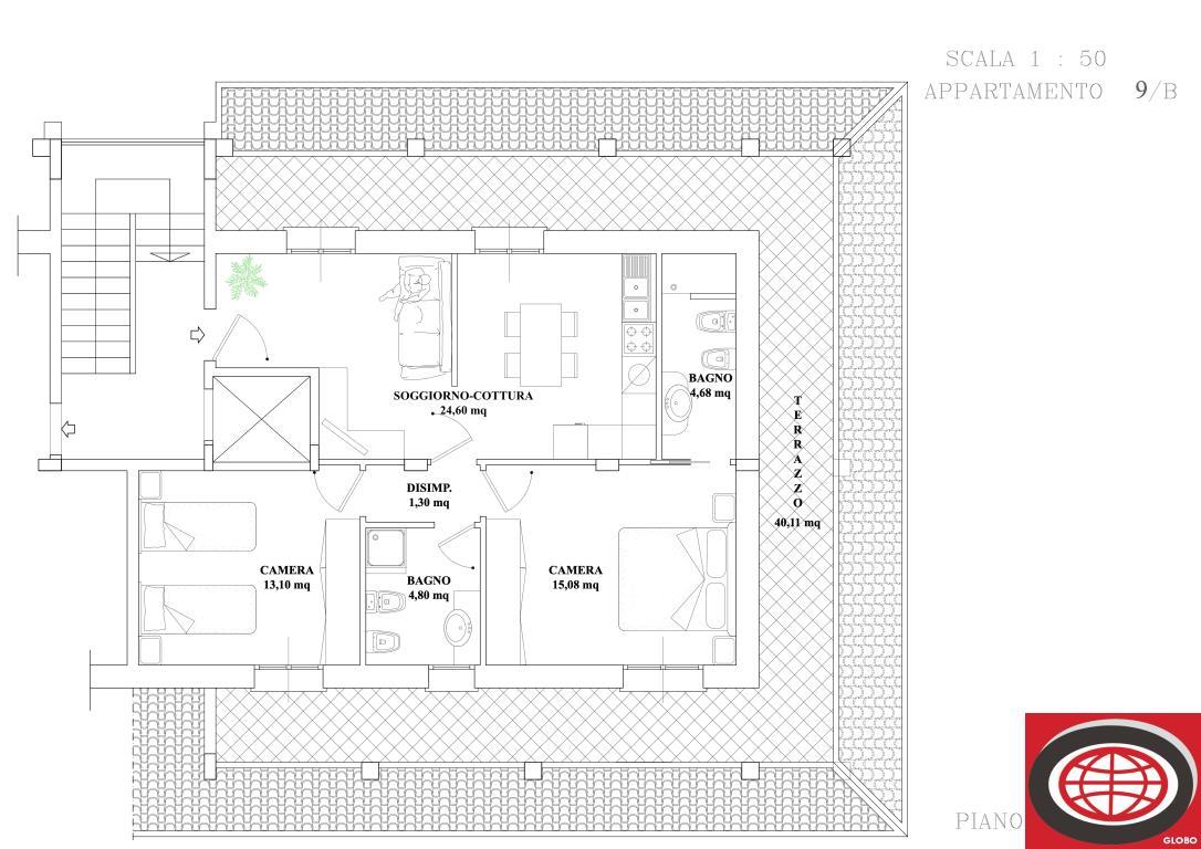 Vendita di un appartamento, ULTIMO PIANO, nuovo a Montiano, con due camere da letto, ampia zona giorno, garage e cantina