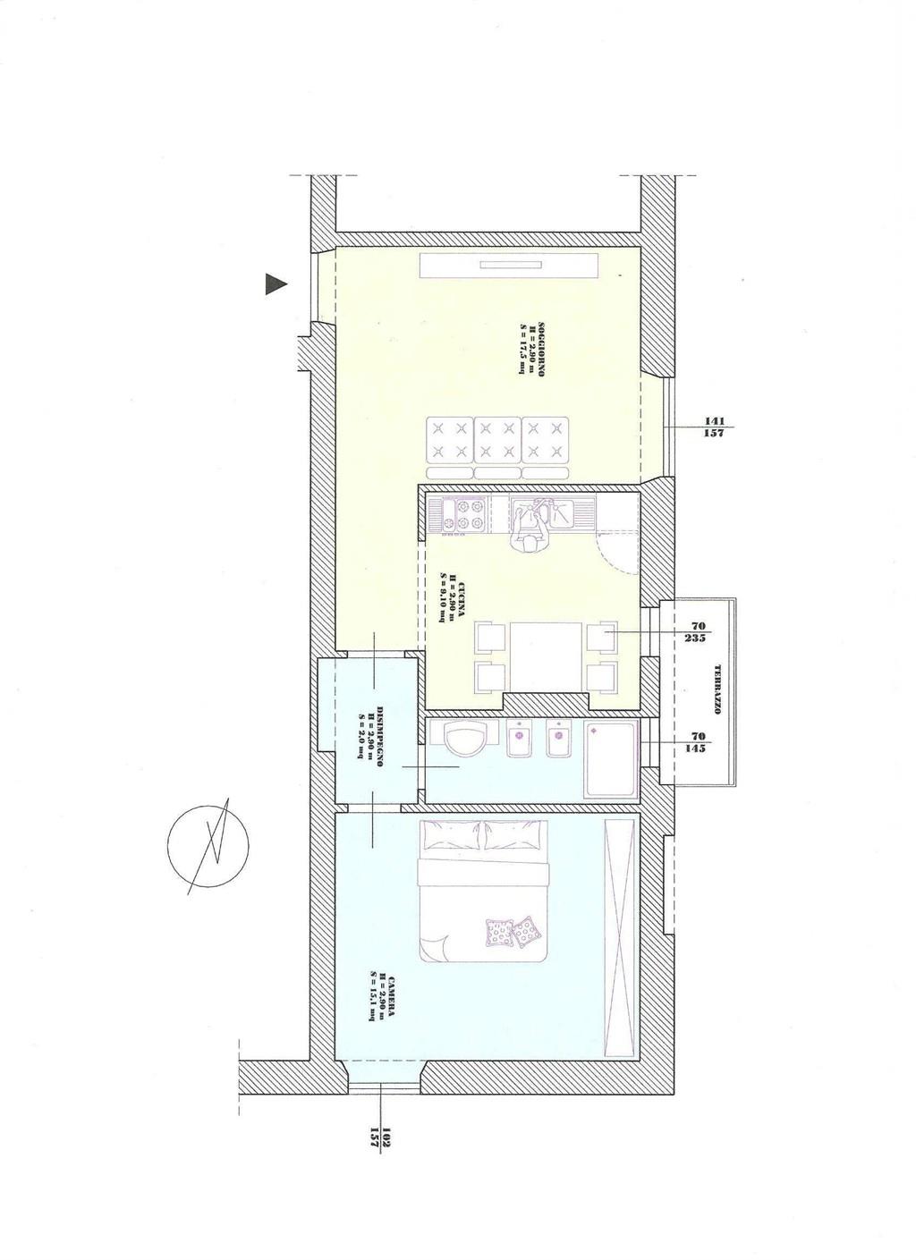 Trilocale ristrutturato Via Gemignani