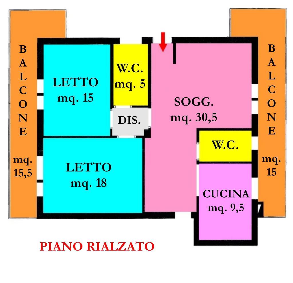 Vendita di un appartamento a Cesena, con due camere da letto, due bagni, cucina abitabile, balcone e garage
