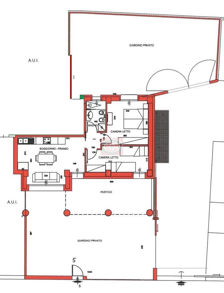 BELLARIA (TC1060a3): trilocale piano terra con giardino. Nuova costruzione.