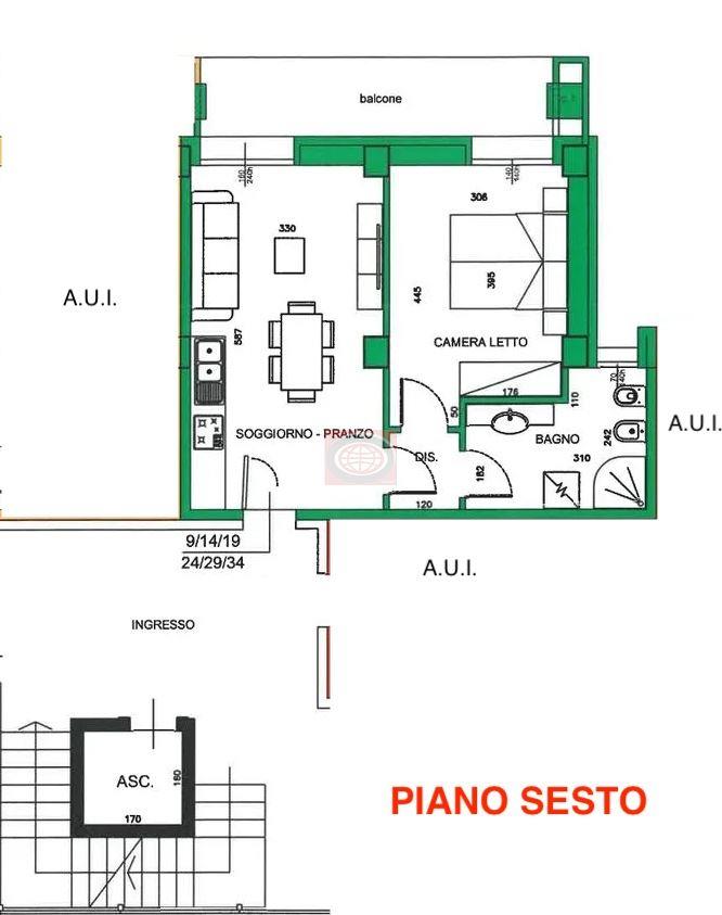 BELLARIA (BC460c6): bilocale piano primo con ascensore. Nuova costruzione.