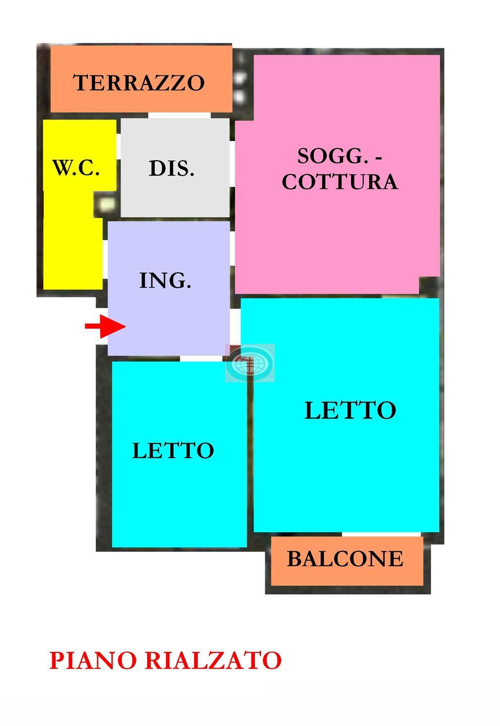 MELDOLA - zona storica - appartamento in NUDA PROPRIETÀ con cucinotto 2 camere da letto  - balconi e cantina
