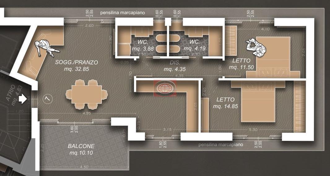 CERVIA (TM154a7): trilocale con terrazzo, primo piano con ascensore e posto auto.