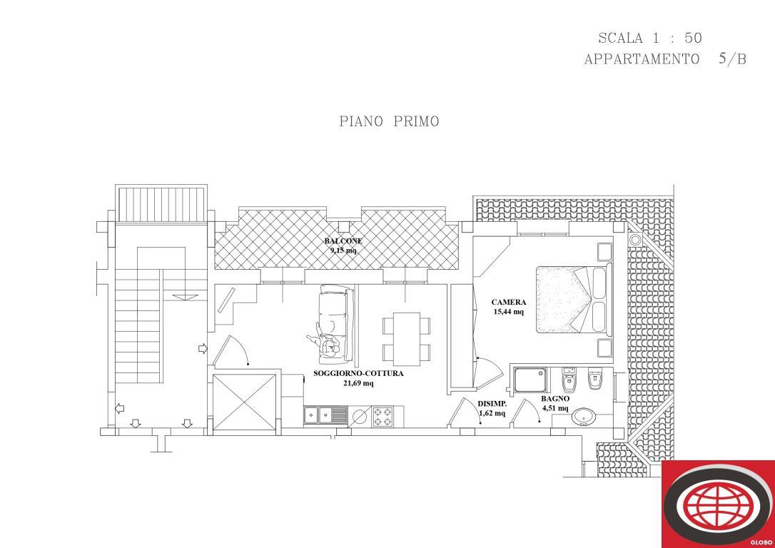Vendita di un appartamento nuovo a Montiano, con una camera da letto, garage e balcone