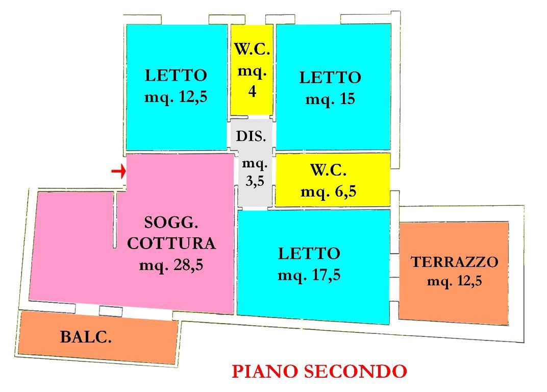 Vendita di un appartamento in buono stato a Cesena, con tre camere da letto, due bagni, ampia zona giorno, garage e cantina