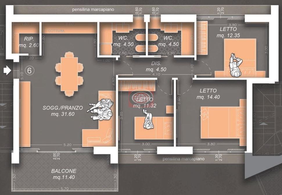 CERVIA (AM109a6): appartamento 3 camere da letto, 2 wc, terrazzo, primo piano con ascensore e posto auto.