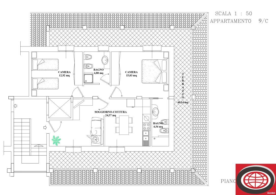 Vendita di un appartamento, ULTIMO PIANO, nuovo a Montiano, con due camere da letto, ampia zona giorno, garage e cantina