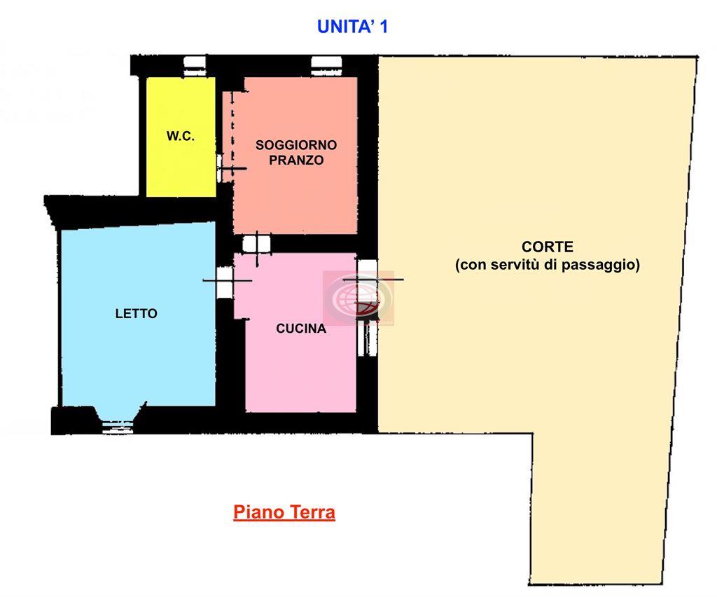 MERCATO SARACENO (CC152): casa abbinata ad un lato con 2 appartamenti, 2 garage  e terreno agricolo
