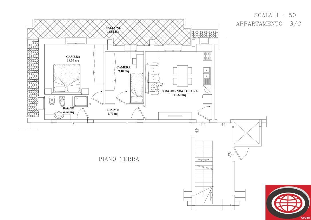 Vendita di un appartamento nuovo a Montiano, con due camere da letto, balcone e garage