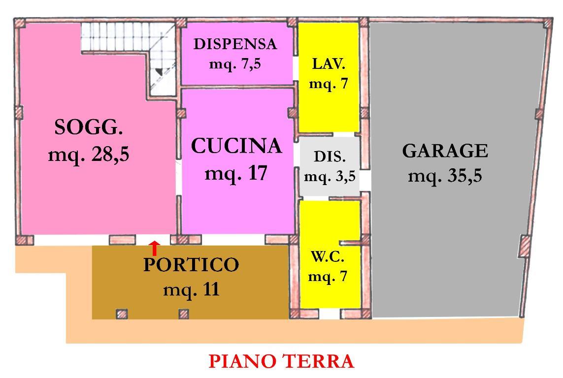Vendita di una bifamiliare a Cesena, con tre camere da letto, due bagni, cucina abitabile, terrazzo, garage e ingresso indipendente