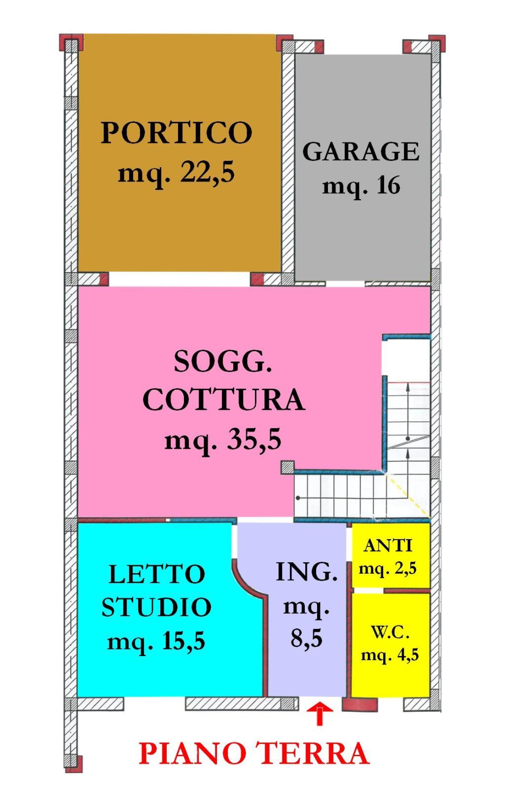 Vendita di una porzione di trifamiliare a Cesena, con quattro camere da letto, ampia zona giorno, garage, cantina e portico e dependance