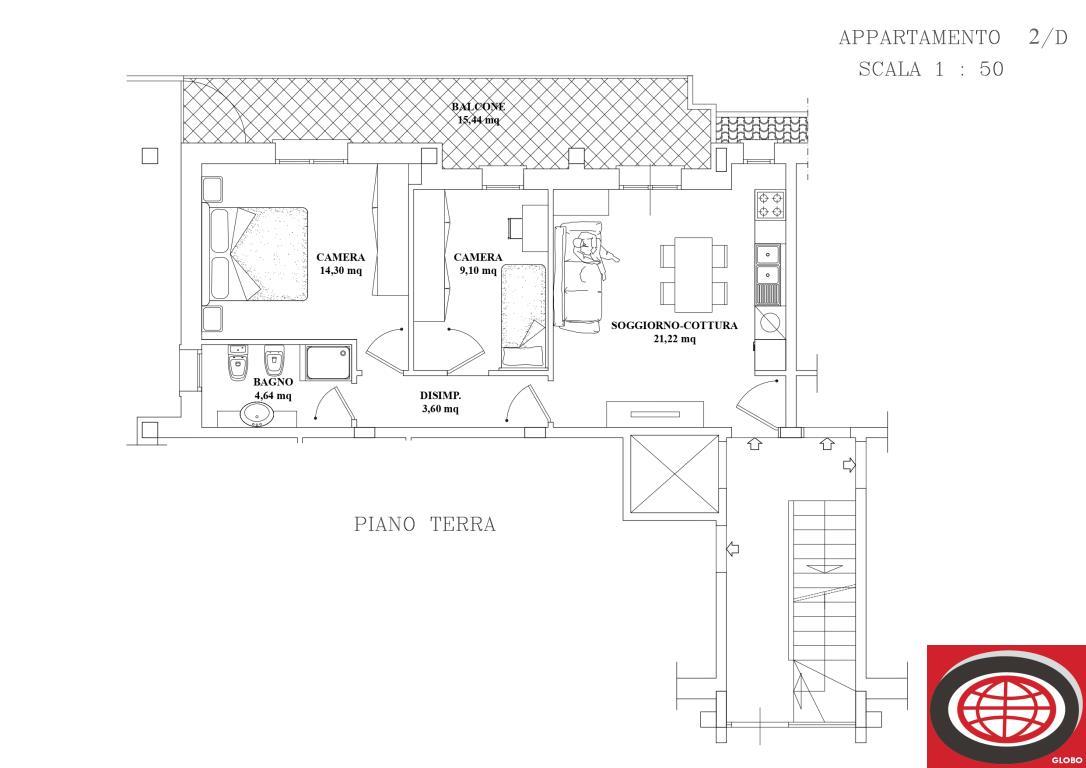 Vendita di un appartamento nuovo a Montiano, con due camere da letto, balcone e garage